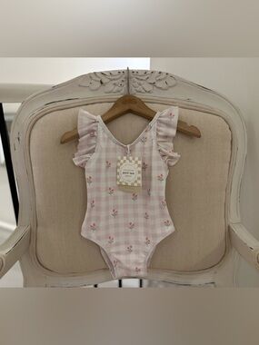 🤍 12~18 Mth Petit Lem Lavendar Tulip One Piece Baby Swimsuit Light Purple NWT